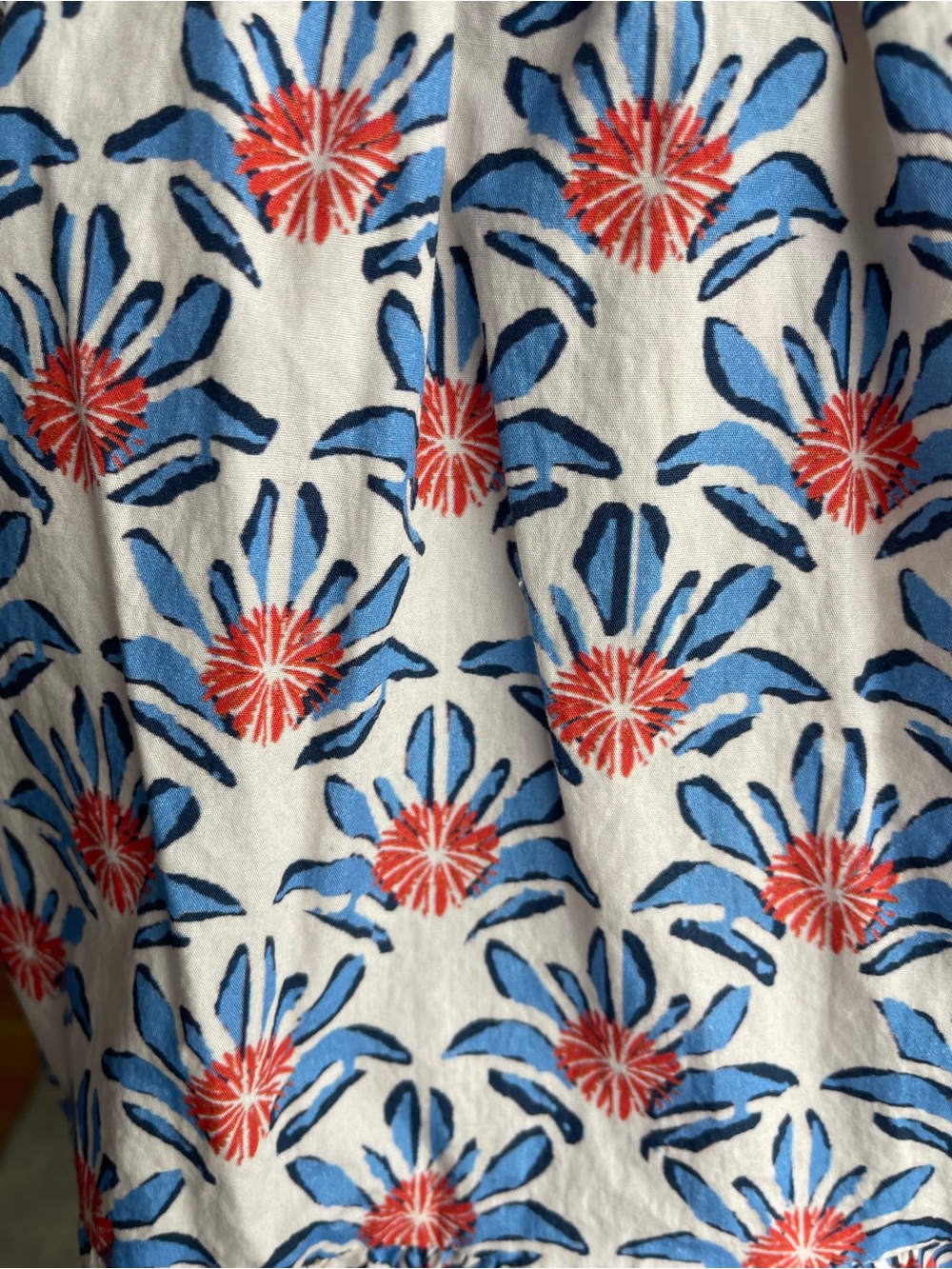 Zara White Sundress with Blue and Coral Flowers (3-4T) - Picture 3 of 4